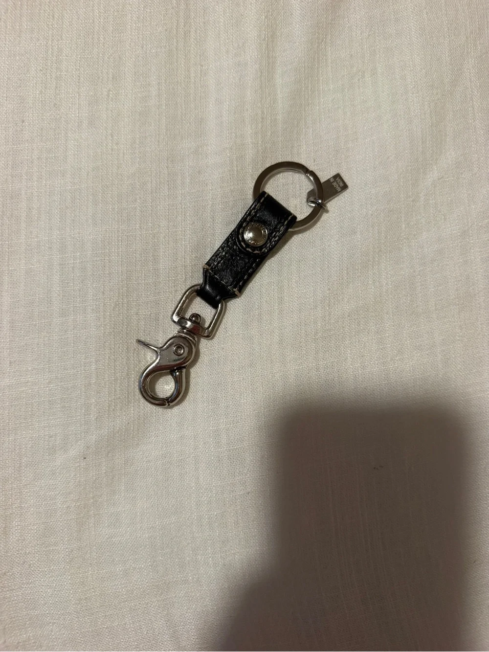 Coach Black Leather Key & Card Holder with Silver Hardware